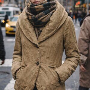 Benetton Shawl Collar Cotton Nylon Blend Jacket Khaki / Olive Womens Size M (44)